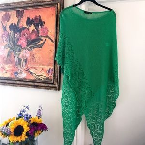 BCBGMaxAzria Knit Poncho - Kelly Green - OS
