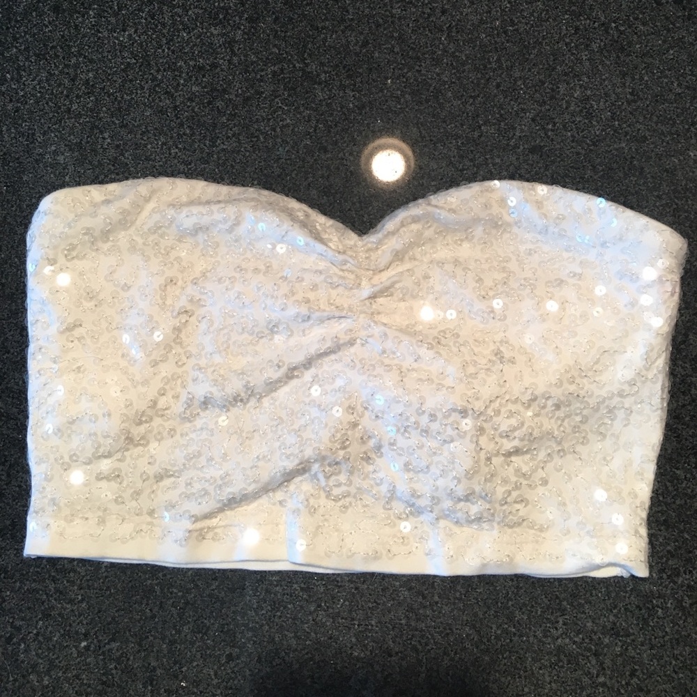 Express off-white sequin bandeau
