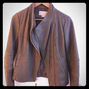 Michael Kors grey leather jacket size small