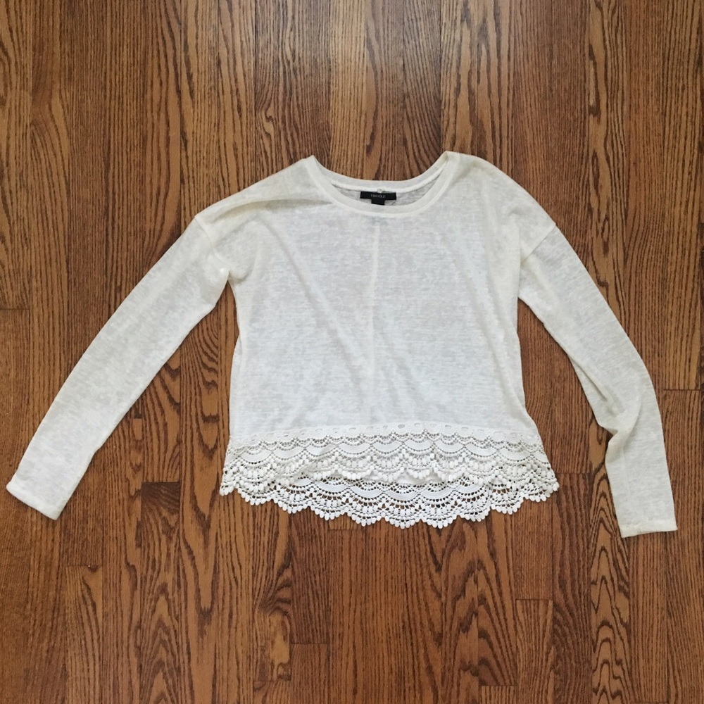 White Lace Trimmed Shirt
