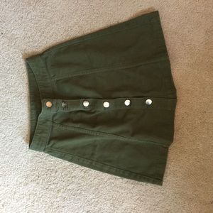 Olive Button Up Skirt