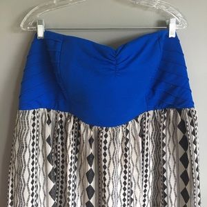 Color block strapless dress