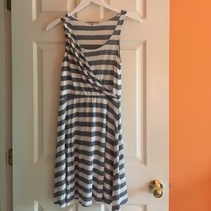 Blue and White Striped Dress