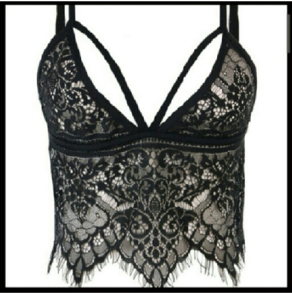 🆕 Floral Lace Scalloped lingerie Bralette Crop - Picture 3 of 7