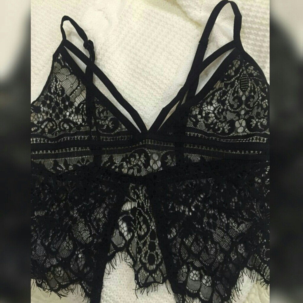 🆕 Floral Lace Scalloped lingerie Bralette Crop - Picture 5 of 7