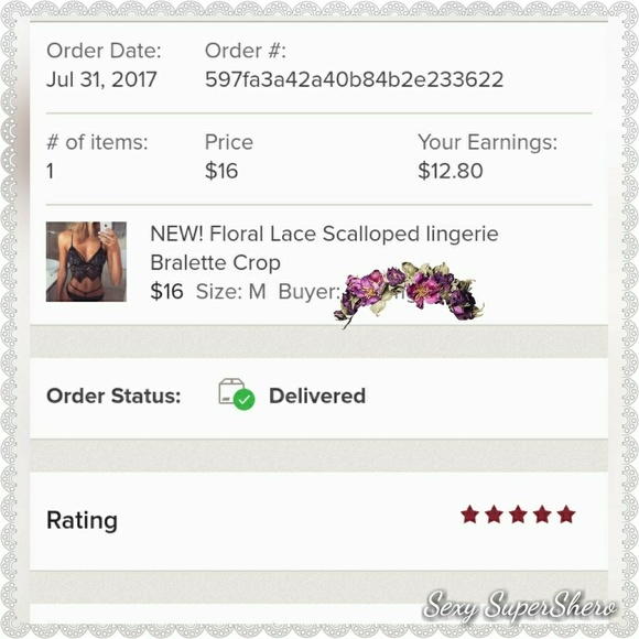 π Floral Lace Scalloped lingerie Bralette Crop - Picture 7 of 7