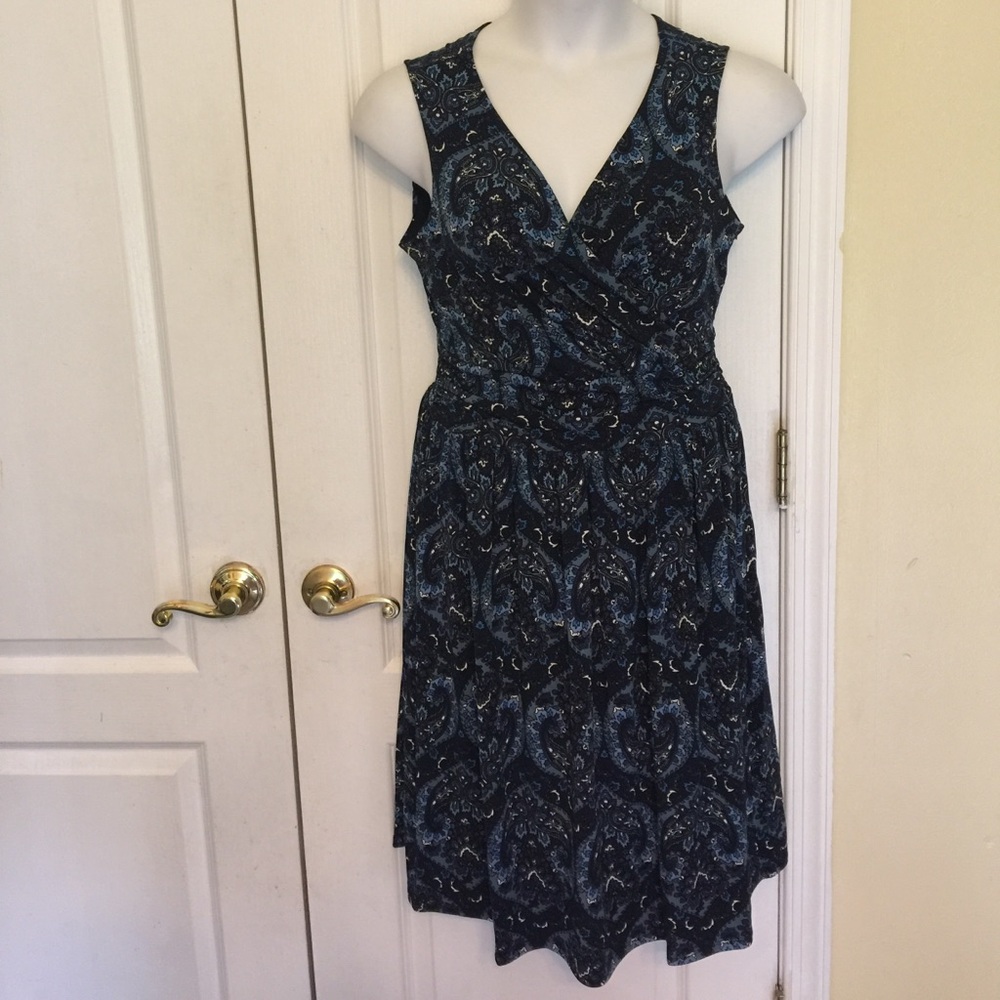 Covington women faux wrap dress parsley navy/multi