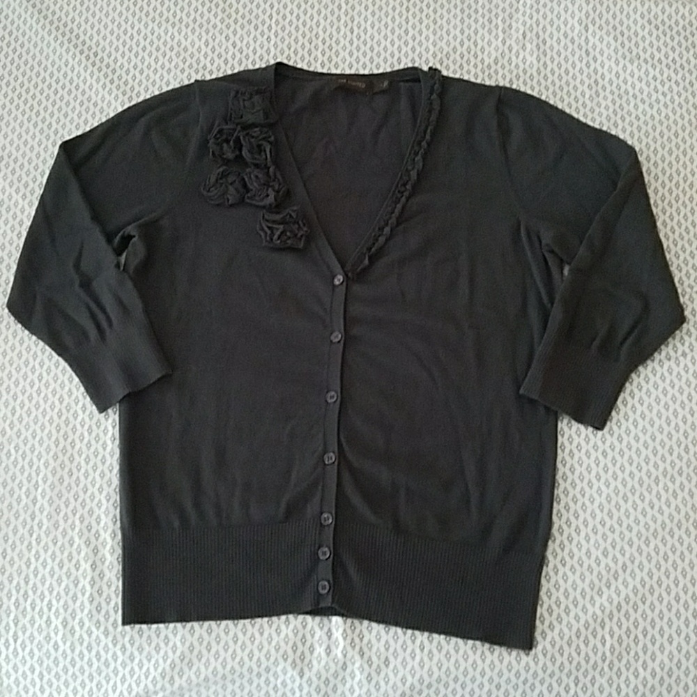 The Limited Dark Gray V Neck Cardigan