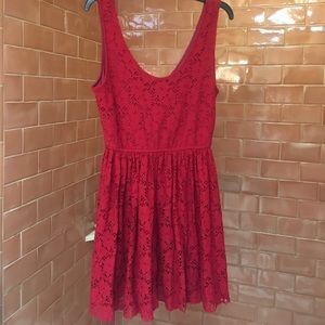 Red lace mini dress
