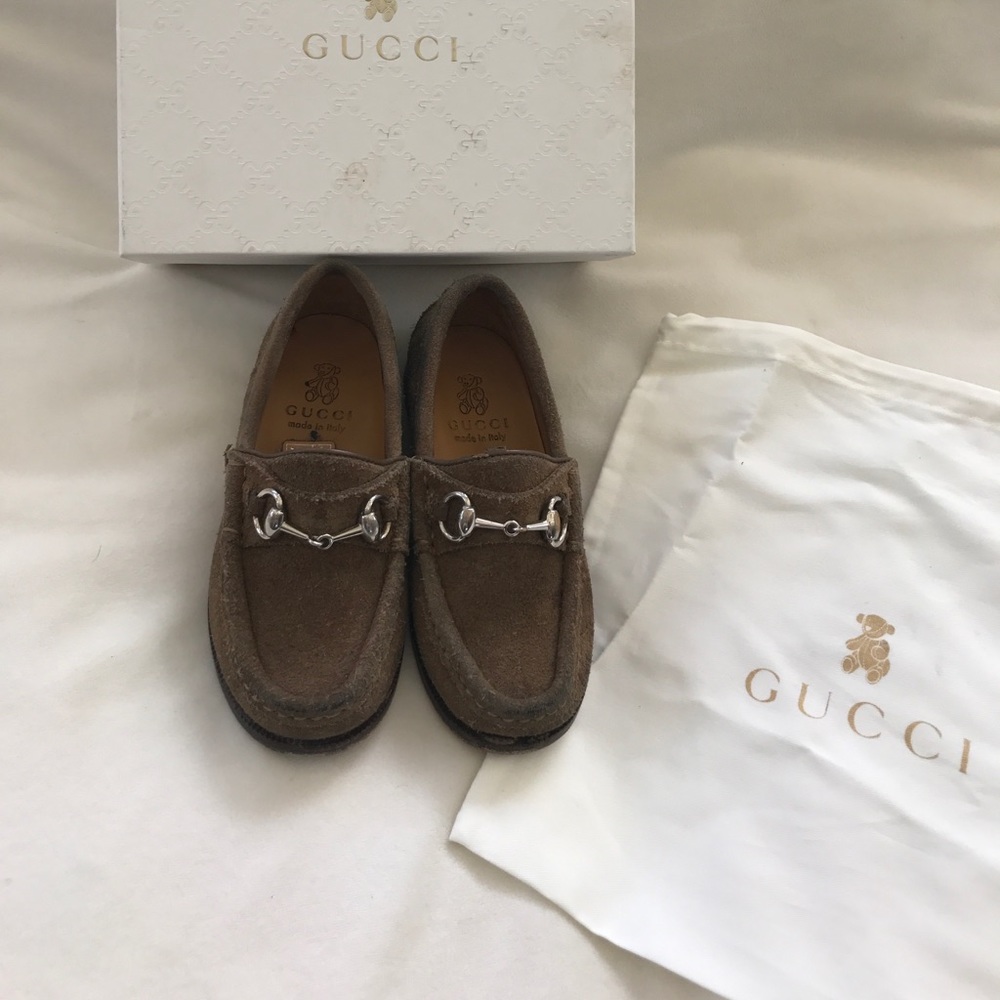 Gucci Boys suede loafers size 27 coffee olive tan