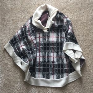 Talbots knit tartan plaid poncho