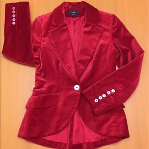Crimson Red H&M Velveteen Blazer