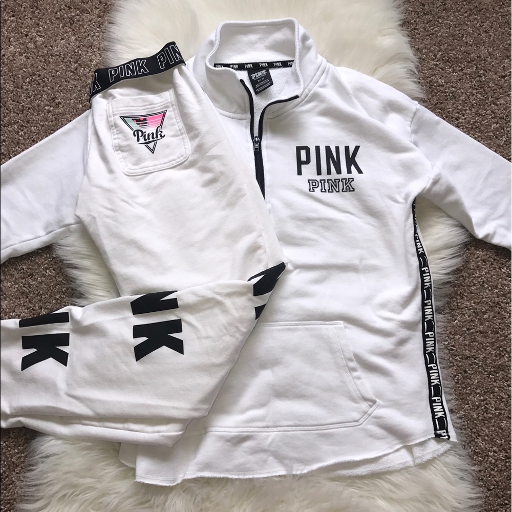 🌺 PINK Victoria's Secret Matching Set white XSMAL