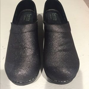 Black glitter/sparkle Sanita Clogs.. Re-posh.