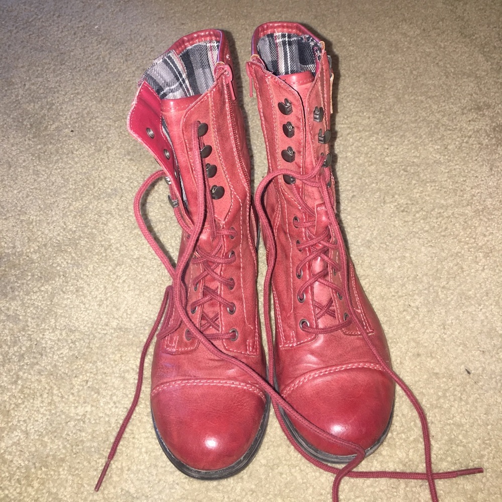 Red American Rag Combat Boots
