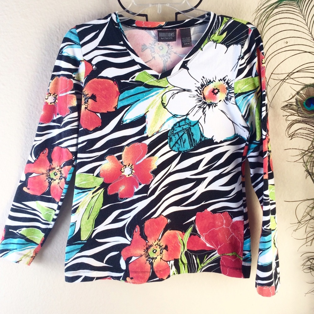 Chico's Floral Long Sleeve Shirt.