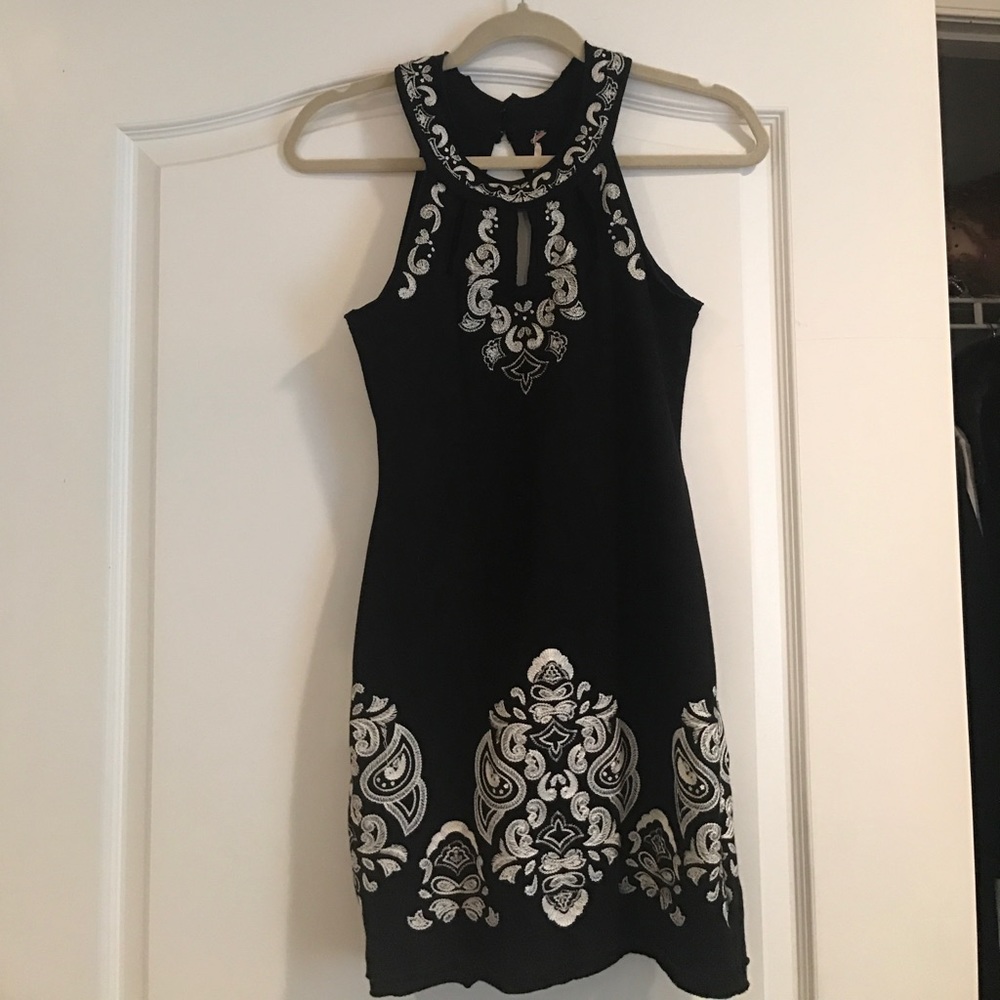 Black and white stitched free people dress