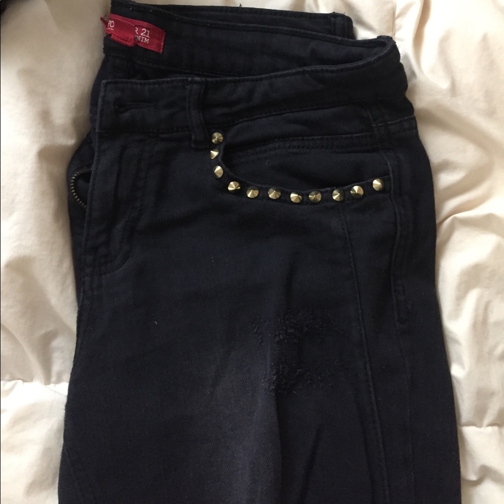 Forever 21 Distressed Black Jeans