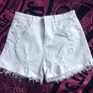 White High Waisted Shorts