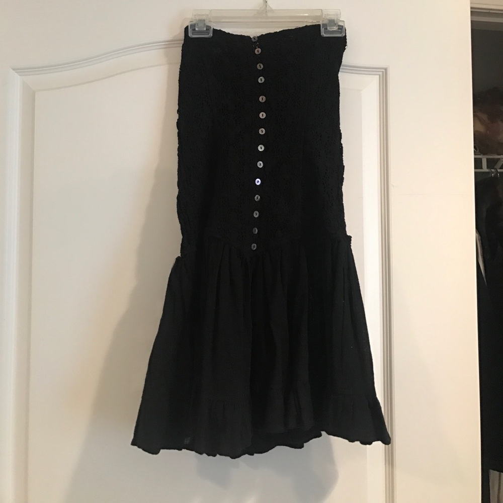 Black tube dress, lace on top, buttons down front