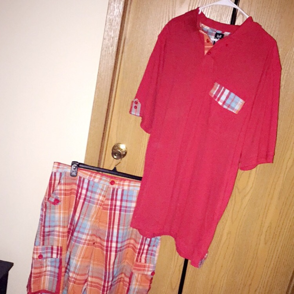 👕 Plaid polo shirt & short combination 👖