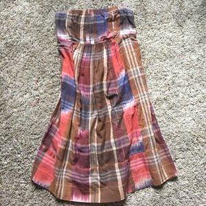 Strapless plaid dress
