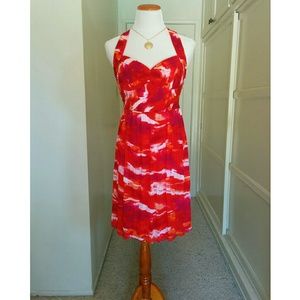 Calvin Klein Multicolored Halter Pleated Dress