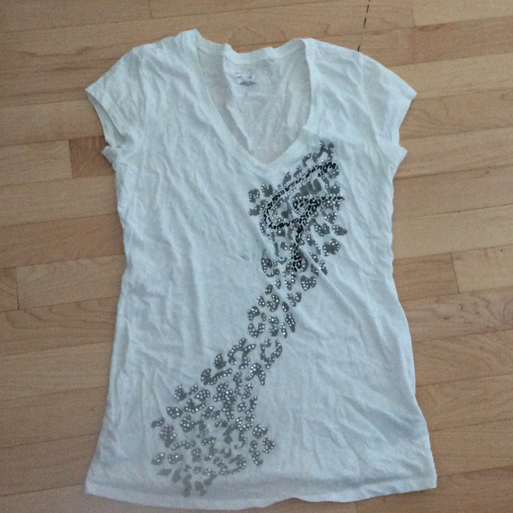 G by guess cheetah print t-shirt with rhinestones