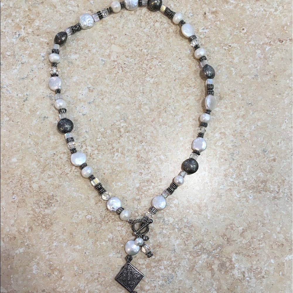 Silver bead necklace