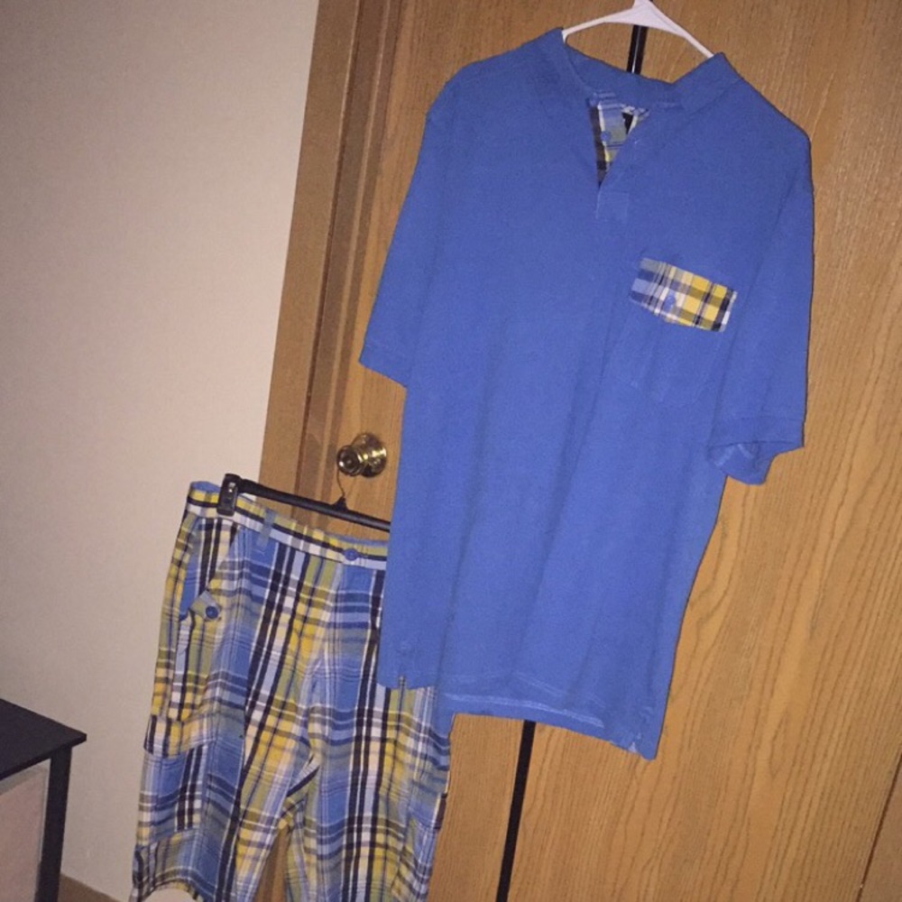 👕 Plaid polo shirt & short combination 👖