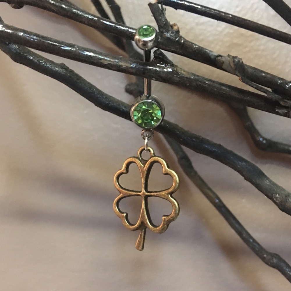 (NEW) Shamrock Belly Button Rings