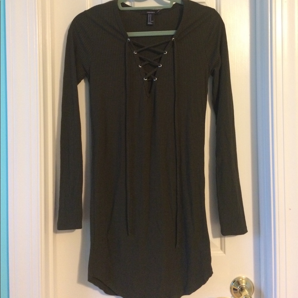 Forever 21 Green V Cut Mini Dress Size M