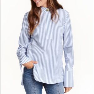 H&M Blue and white striped cotton blouse