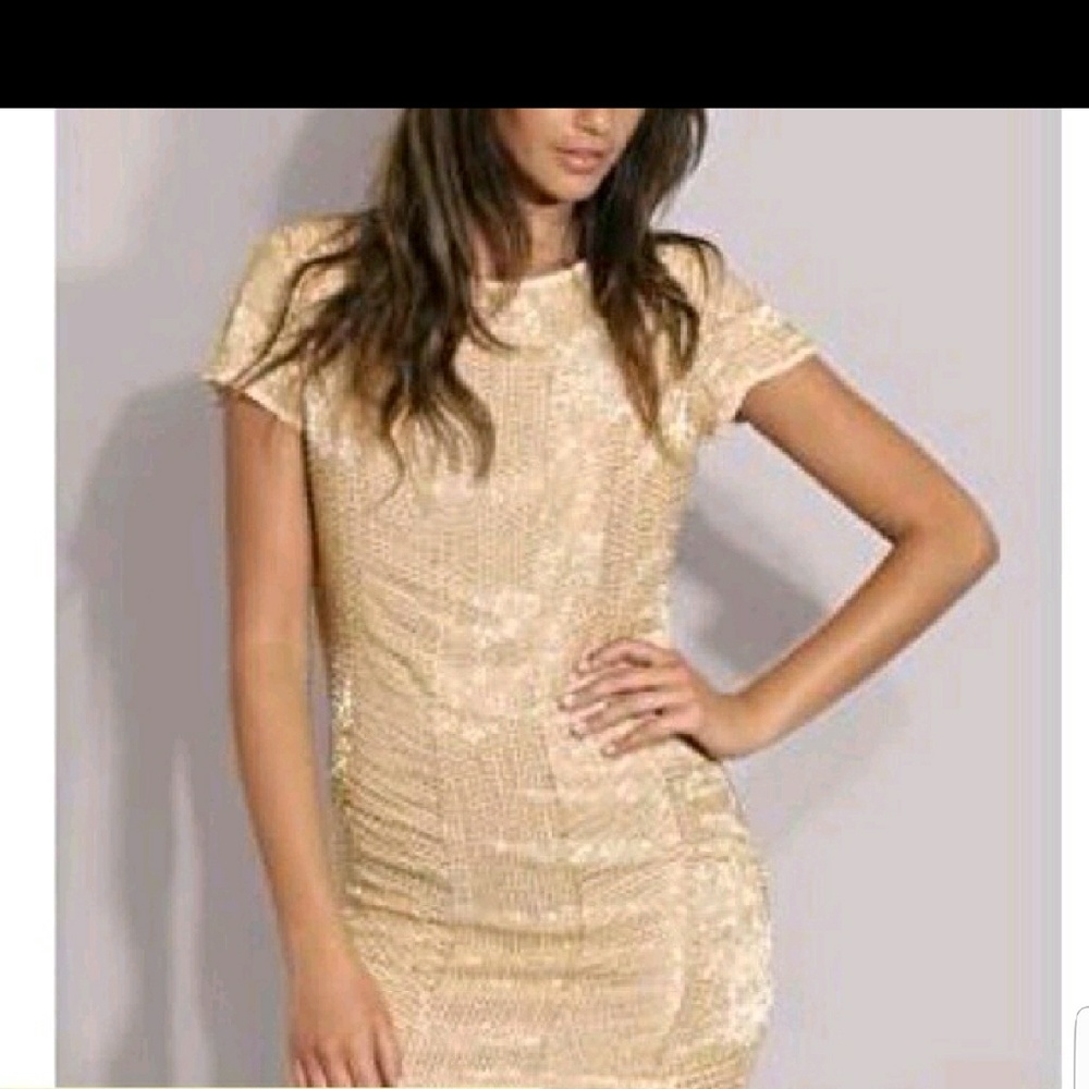 Sexy Christmas dress.  Asia beaded gold dress. Worn once