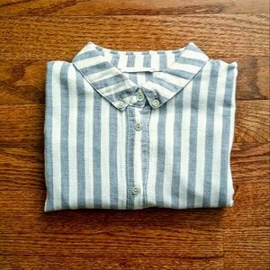 Blue Striped Button-Down Tee