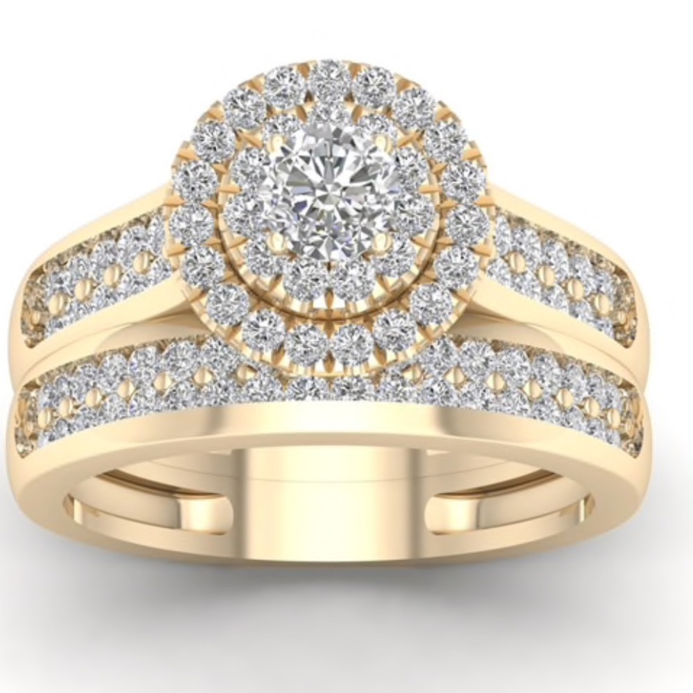 De Couer 1ct TWD Double Halo Diamond Bridal Ring