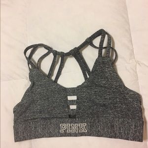PINK VS strappy grey sports bra