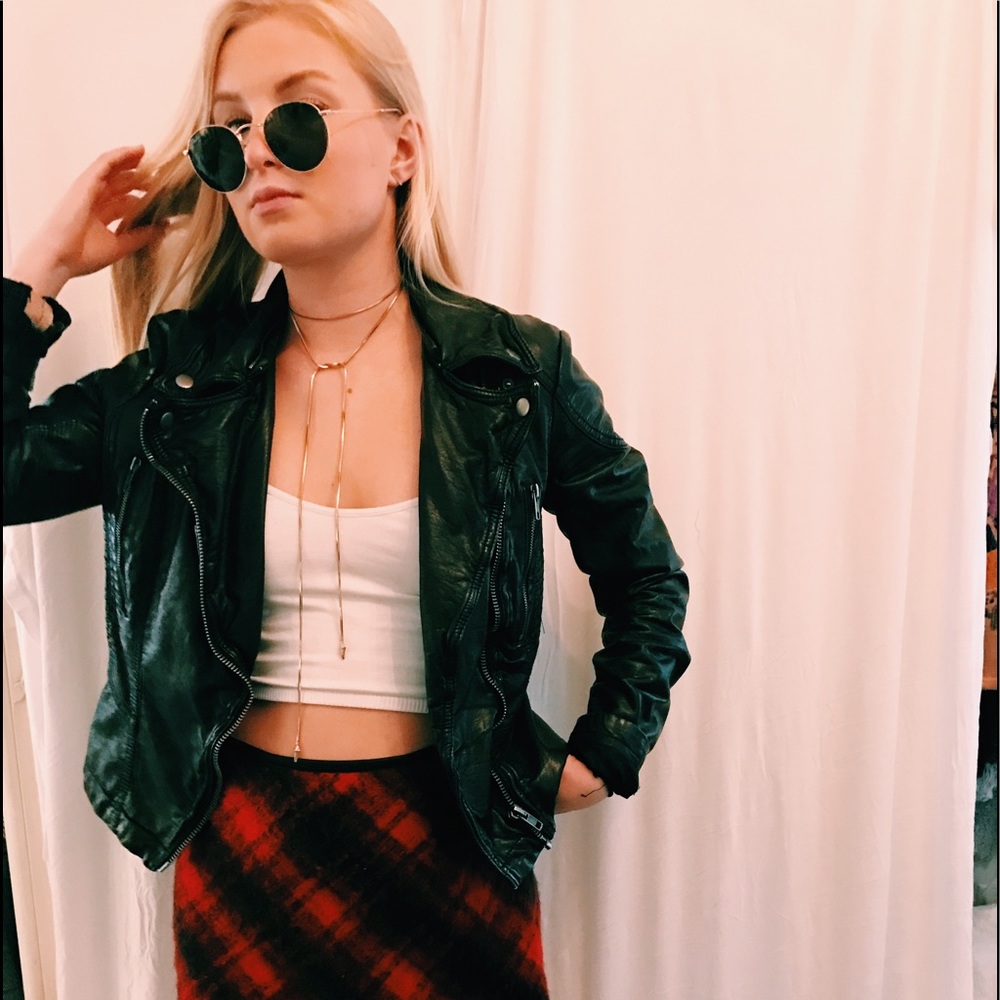 Free People Red Plaid Mini skirt