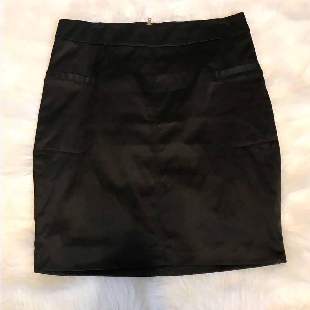 Black satin finish skirt