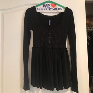 Black free people babydoll long sleeve shirt