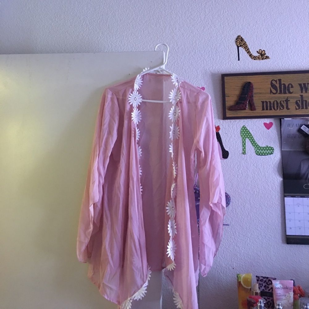 Light pink sheer kimono