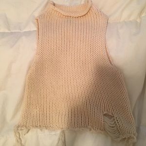 Unif knit sweater crop with destroy