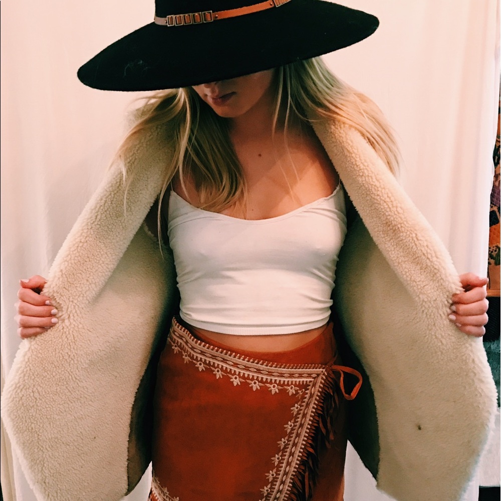 Orange and white print festival fringe skirt