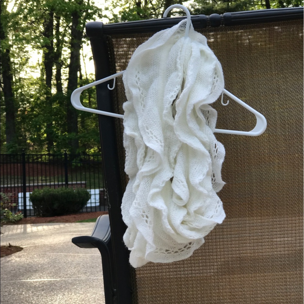 Beautiful, ruffled, ivory, infinity scarf.