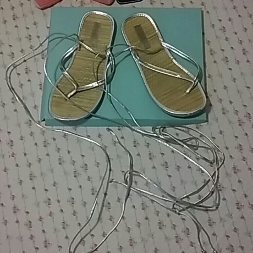 Wrap around silver sandles!