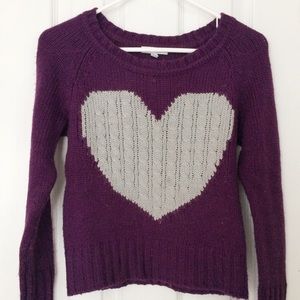 🌼Purple/Gray Heart Knit Sweater