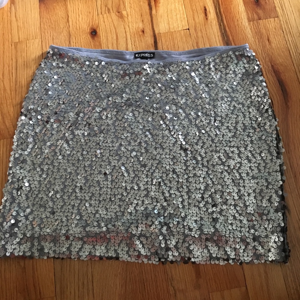 Silver sequin skirt