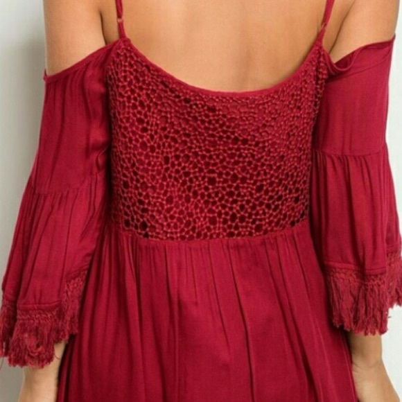 Boho Hippie Festival Crochet Cold Shoulder Dress - Picture 5 of 5