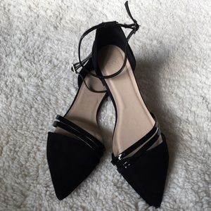 Asos black pointed flats with ankle strap