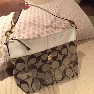 Coach purse tan and ivory
